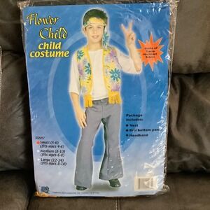 RG Costumes Flower Child Hippie Costume Kids Small 4-6 Vest Pants Headband 70068